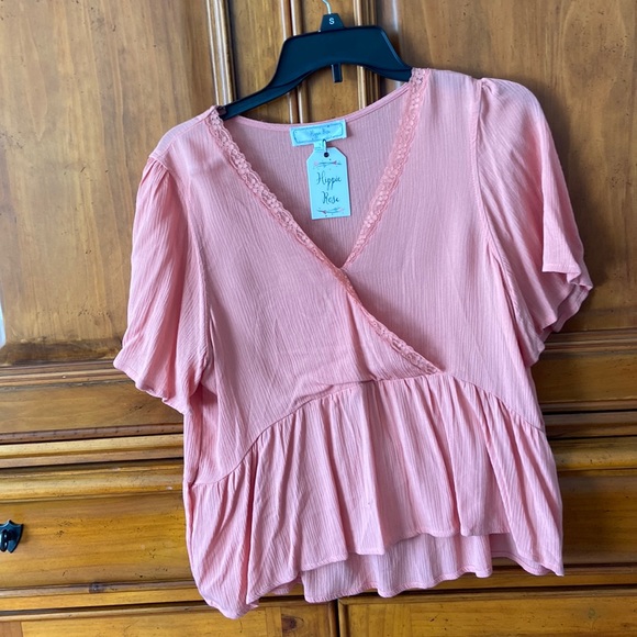 Melon colored peplum top - Picture 1 of 5